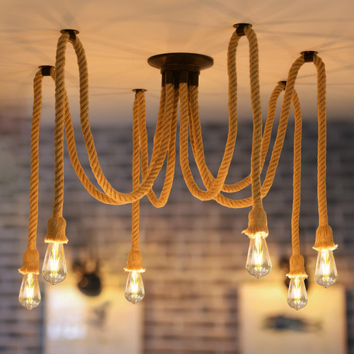 Lampadario corda canapa - lampadario,